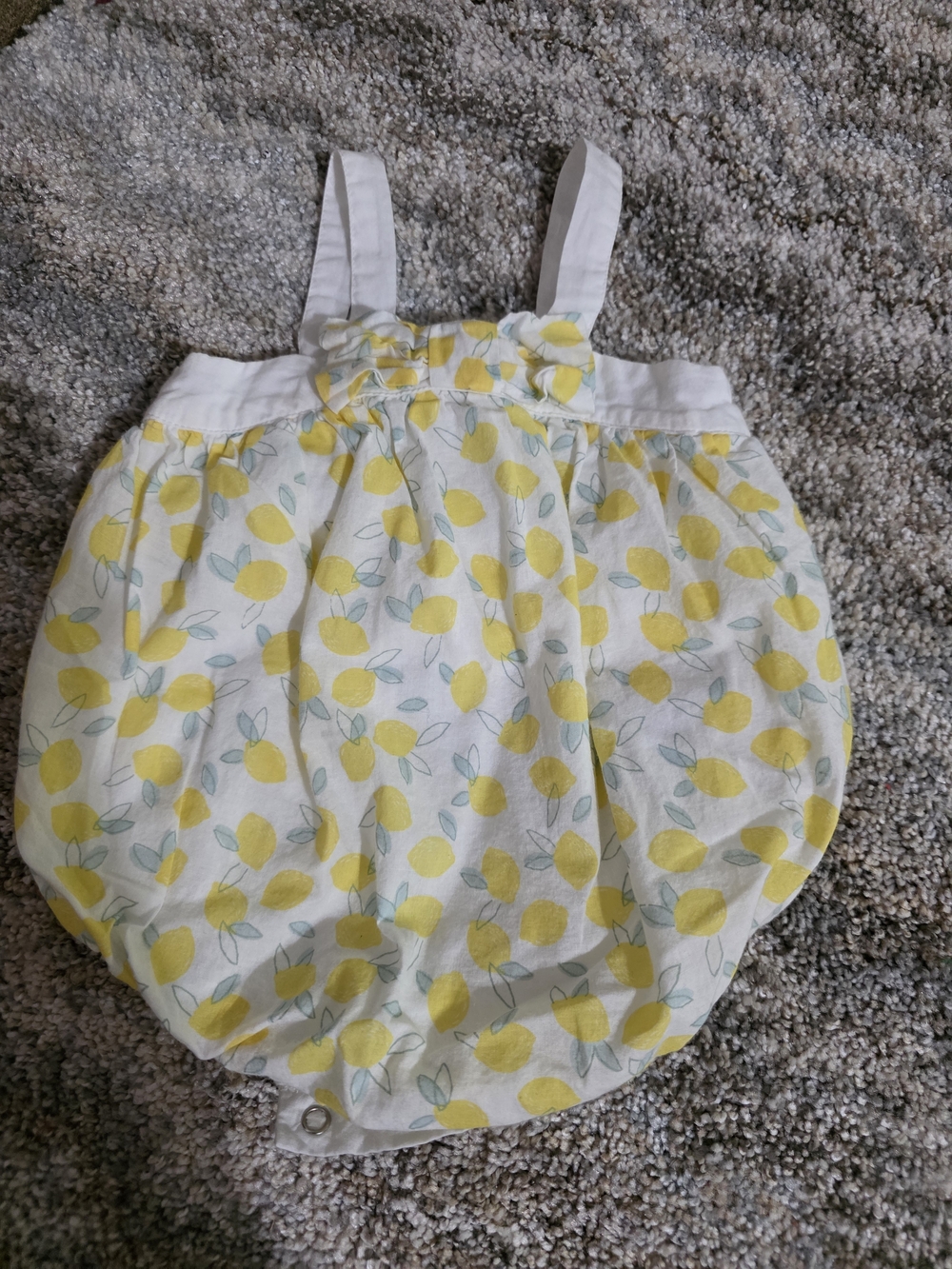 Baby Lemon Print Cotton Footie Romper - Yellow